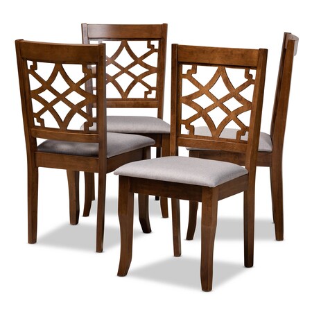 Baxton Studio Mael Grey Upholstered Walnut Wood 4-Piece Dining Chair Set 169-9875